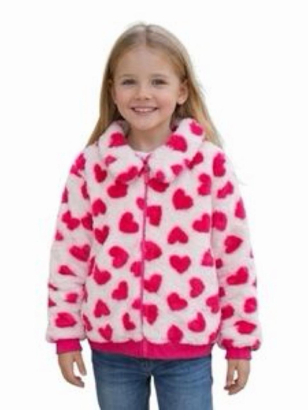 Max Studio Pink Heart Plush Faux Fur Coat XS